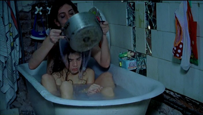10-year-old Lucia Snieg in bath scene. 